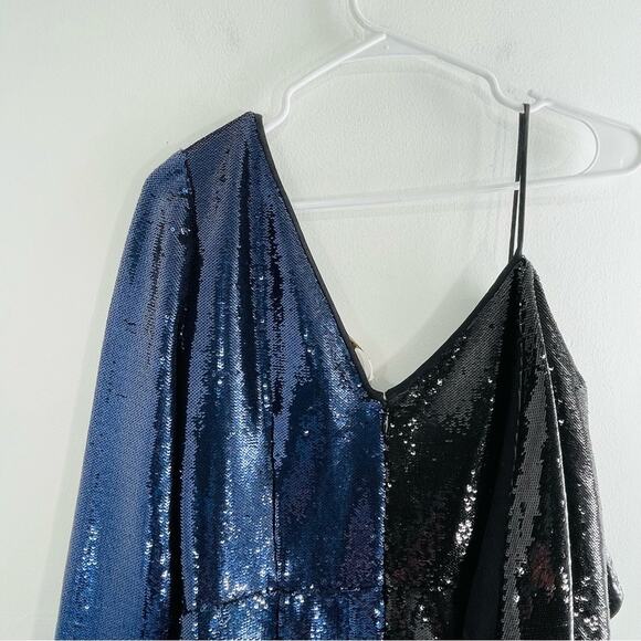 NWT Diane Von Furstenberg DVF Sequin One Shoulder Ruffle Mini Dress 6 - Picture 14 of 16